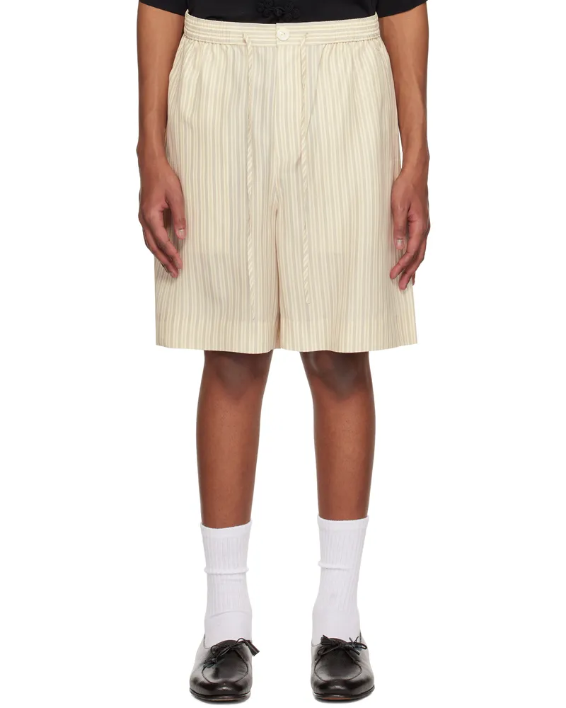 Róhe Beige Loose Drawcord Silk Shorts Crm
