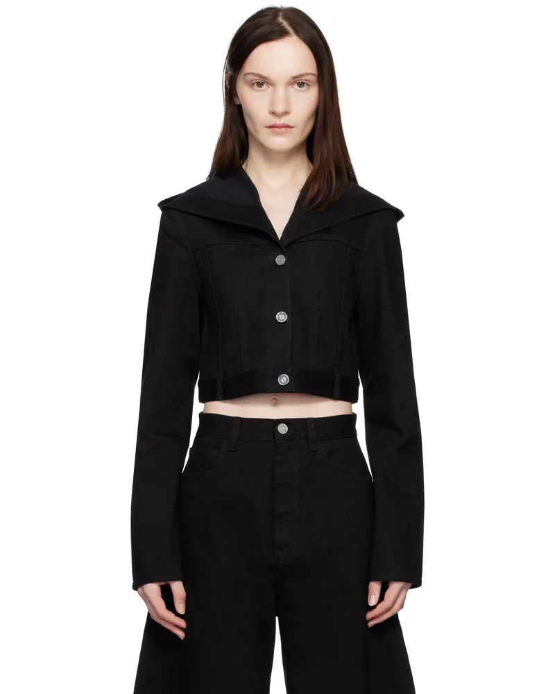 Alaïa Black Cropped Hooded Denim Jacket 995