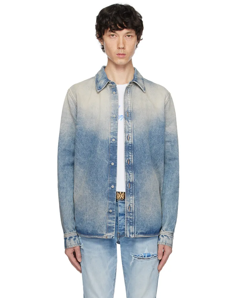 Amiri Blue MA Quad Interior Long Sleeve Shirt Antique