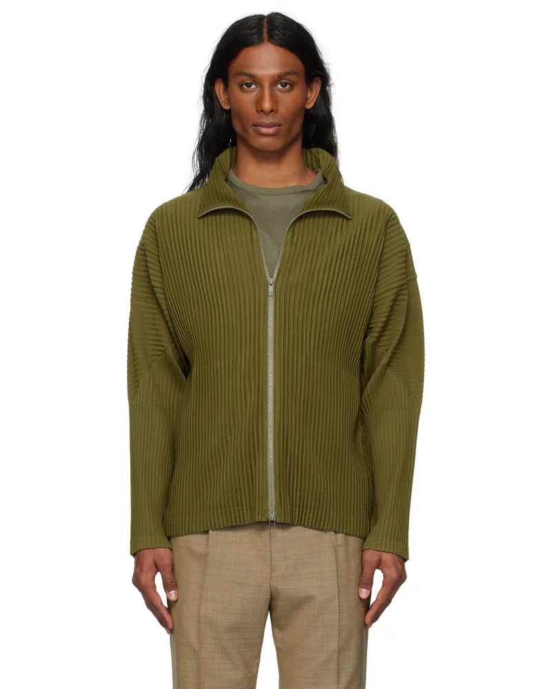 Issey Miyake Khaki Color Pleats Sweater 67-olive