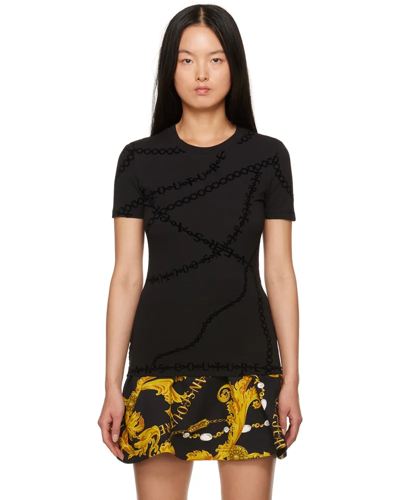 Versace Jeans Black Flocked T-Shirt E899