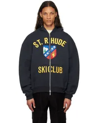 RHUDE Black 'St. ' Zip Hoodie Vtg