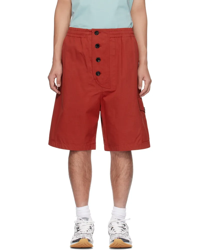 Bottega Veneta Red Light Cotton Twill Shorts 6155