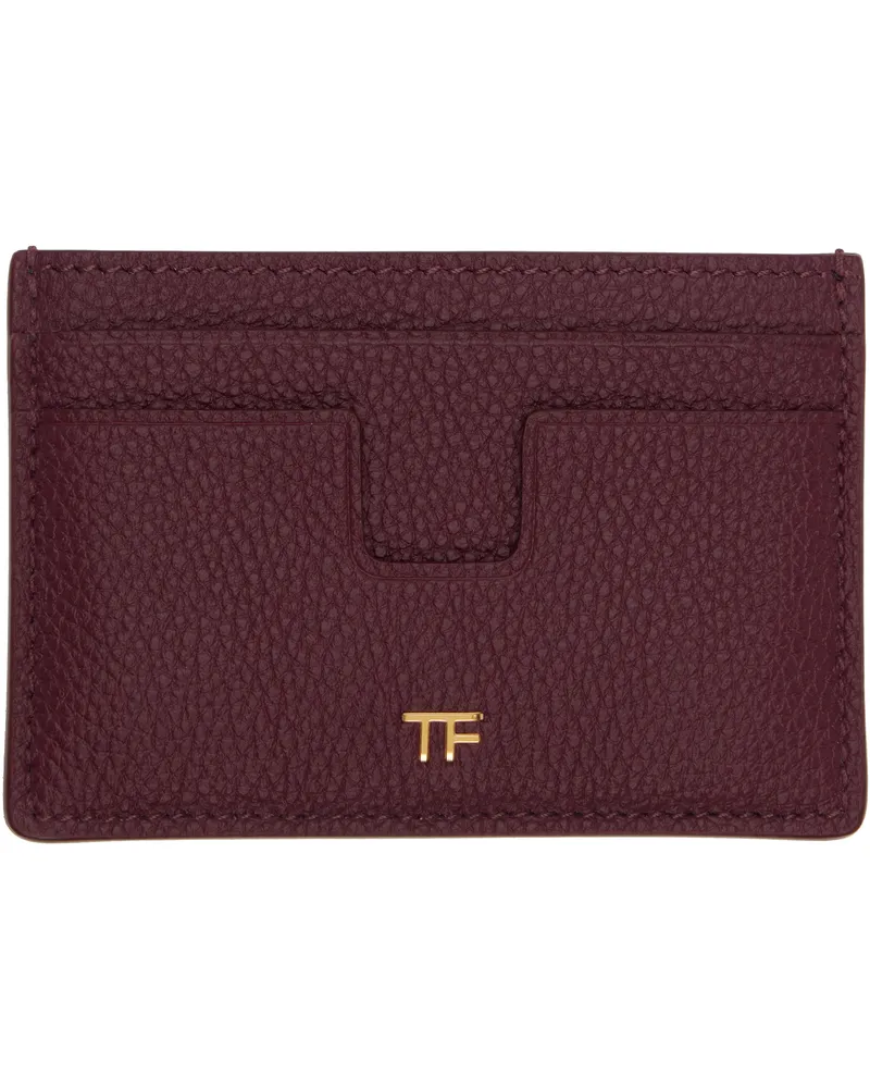 Tom Ford Burgundy Grain Leather Card Holder 1r025