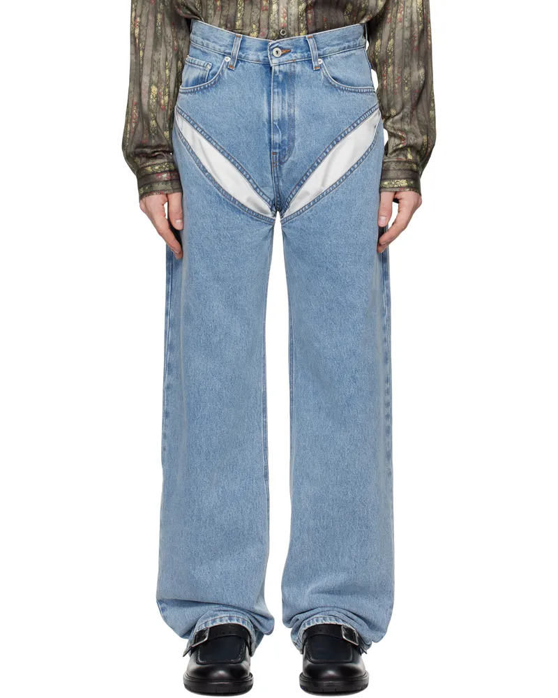 Y/PROJECT Blue Cut Out Jeans Evergreen