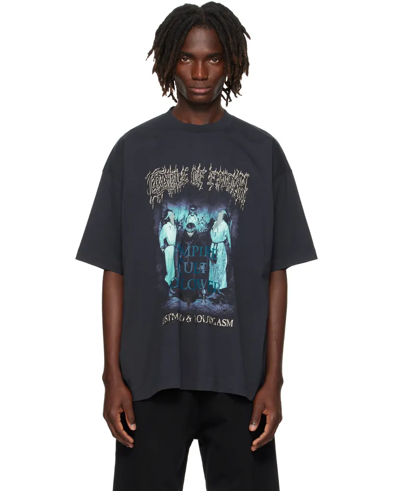VETEMENTS Navy Cradle of Filth 'Vampire Cult' Oversized T-shirt Navy