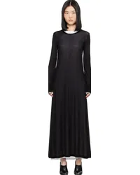 Helmut Lang Black & White Double Layer Maxi Dress Black