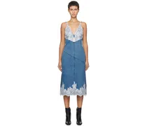 Blue Stonewashed Denim Midi Dress