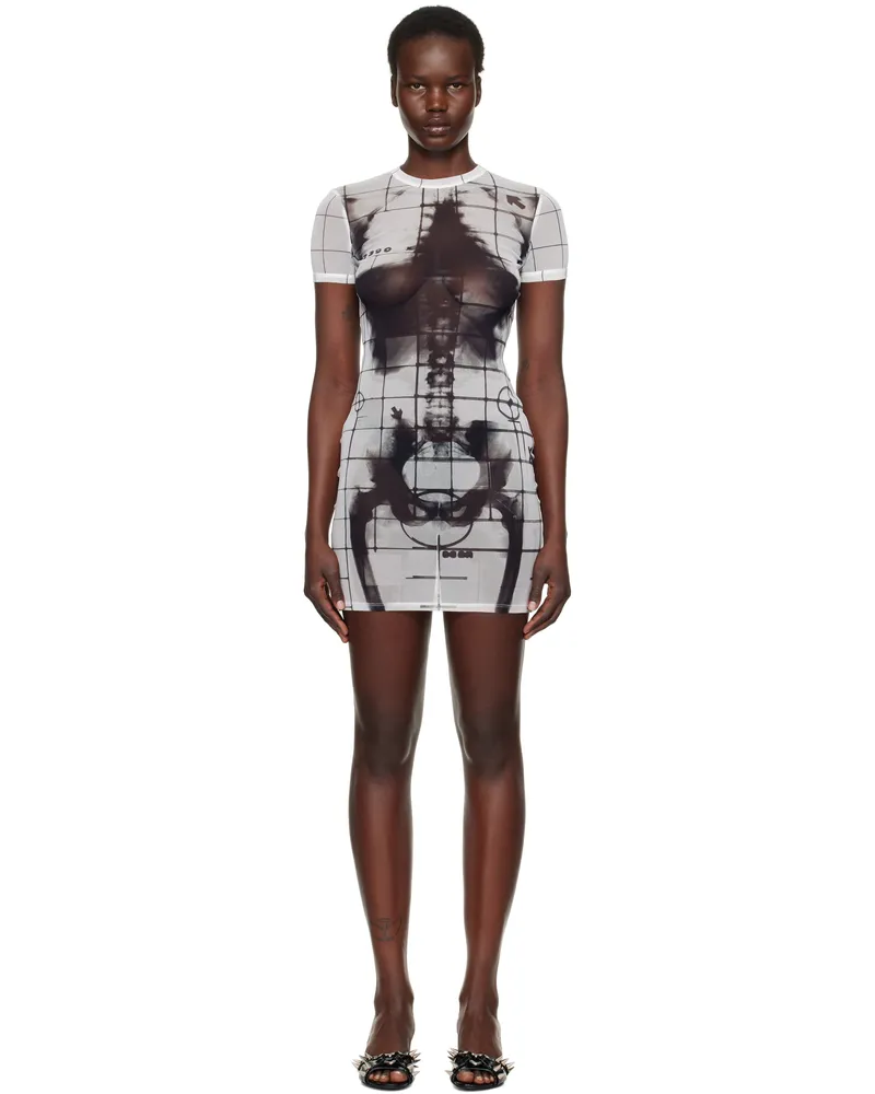 Jean Paul Gaultier White & Black 'The Squeletor' Minidress 0100