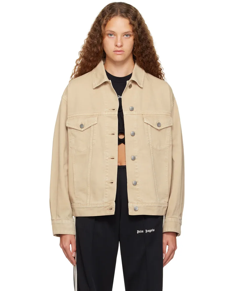 Palm Angels Beige Bull Denim Jacket Beige