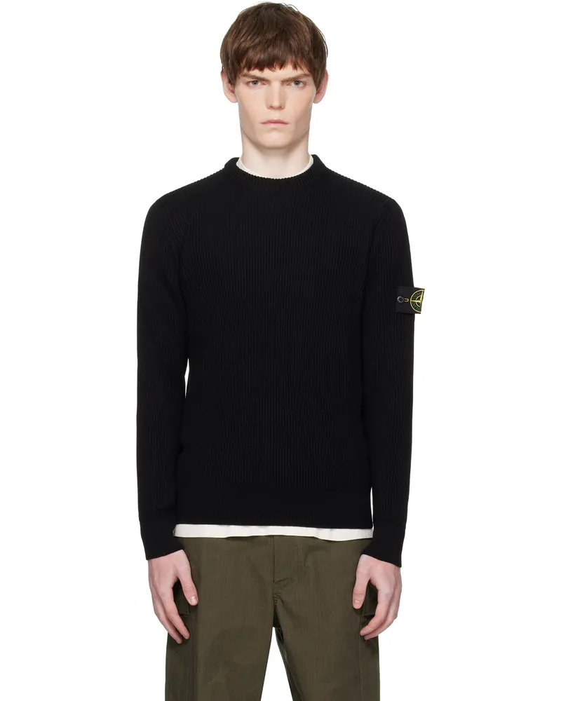 Stone Island Black 5100053 Full Rib RWS Wool Sweater V0029