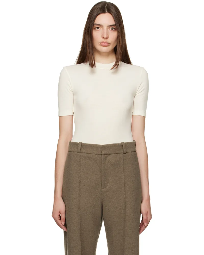 GIA STUDIOS Off-White Crewneck Bodysuit Cream