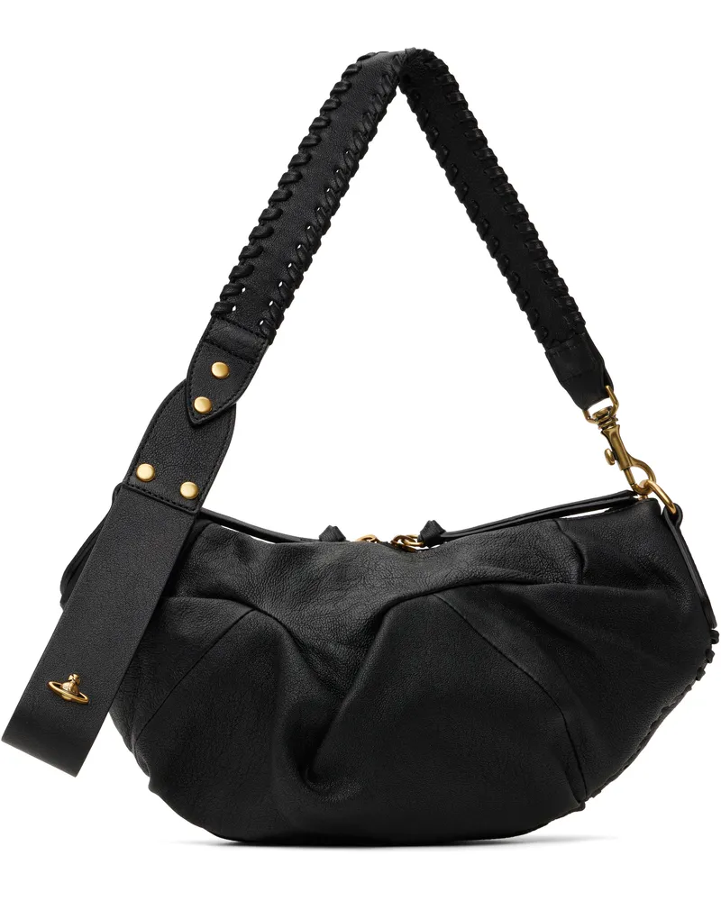Vivienne Westwood Black Small Agnes Shoulder Bag N401