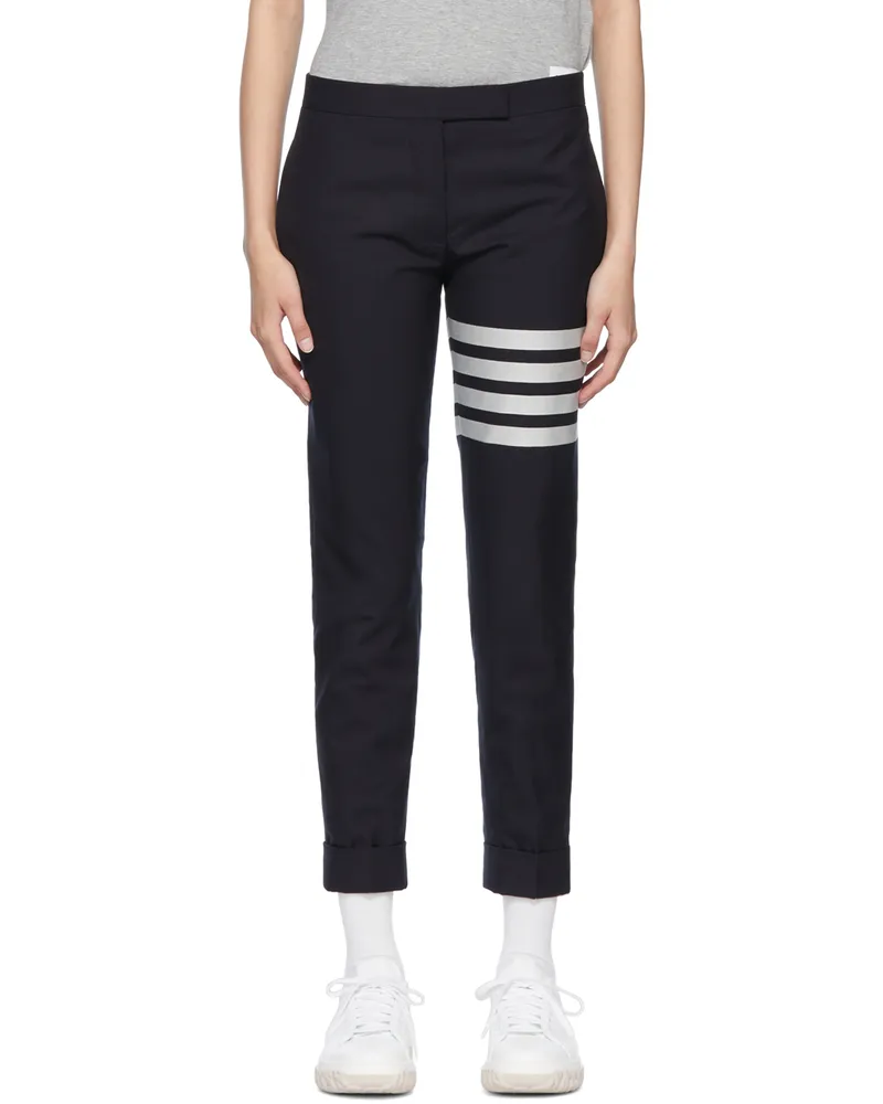 Thom Browne Navy 4-Bar Trousers 415
