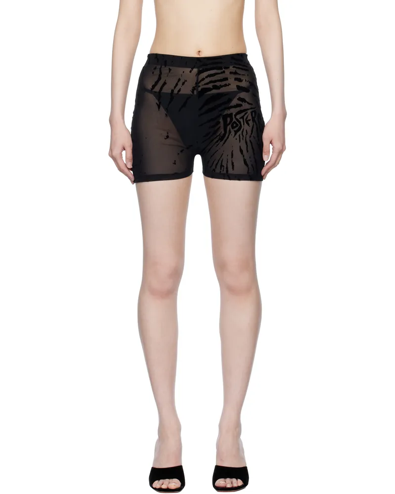 Poster Girl Black Knockout Zebra Print Shorts Black