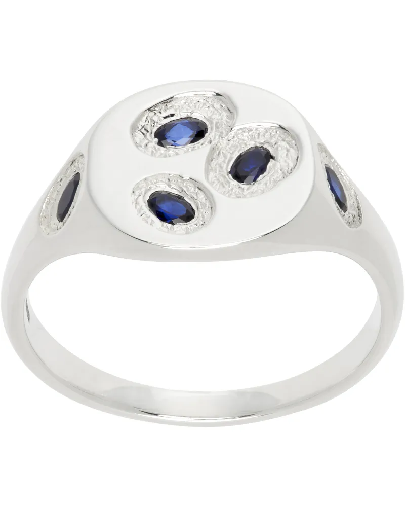 BLEUE BURNHAM Mini Oval Chloroplast Signet Ring Silver