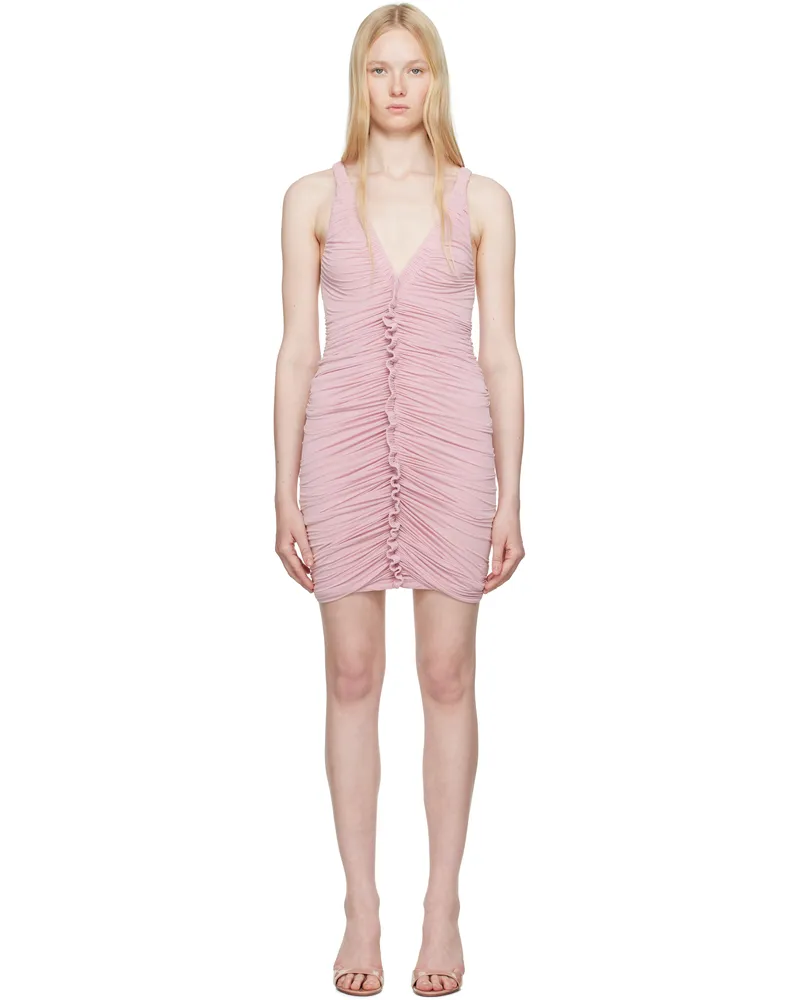 Alexander Wang Pink Sheer Ruched Tank Minidress Pink