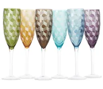 Multicolor Blocks Champagne Glass Set