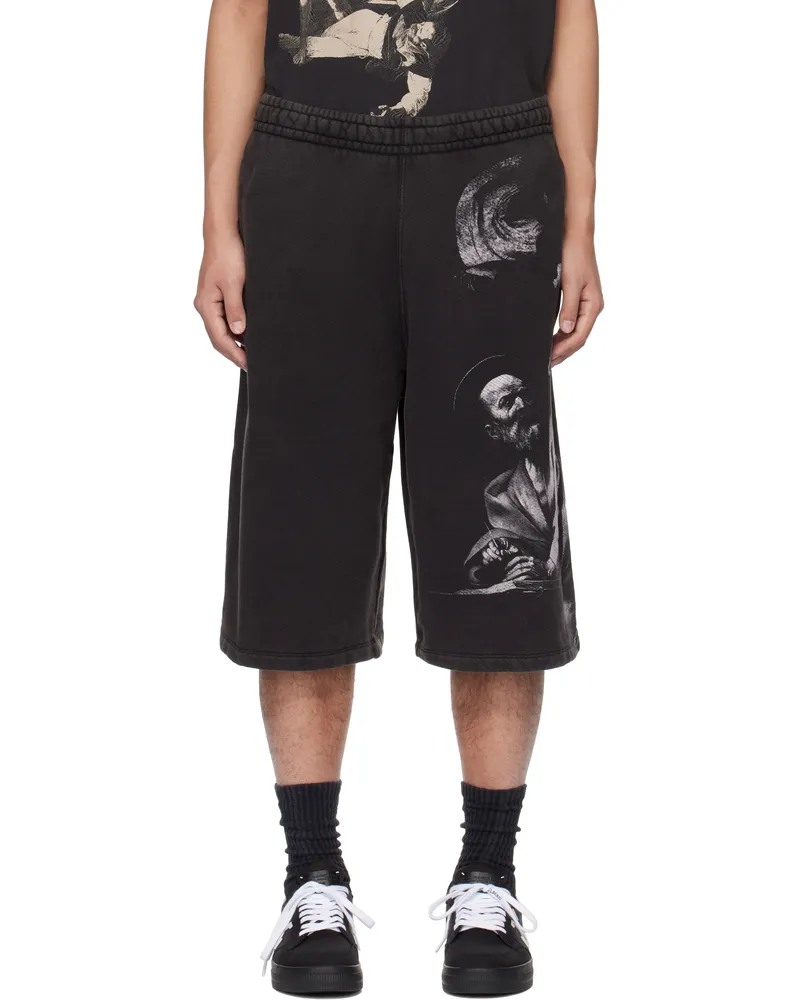 OFF-WHITE Black BW S.Matthew Over Sweat Shorts Black