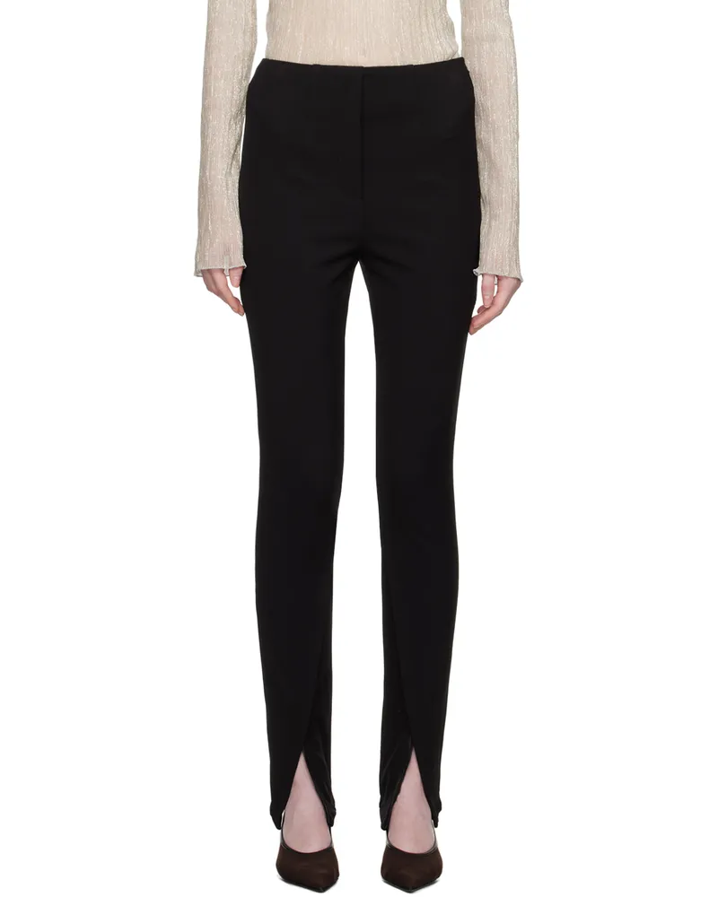 RECTO Black Zip Vent Trousers Black
