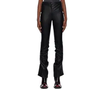 Black Drape Faux-Leather Trousers