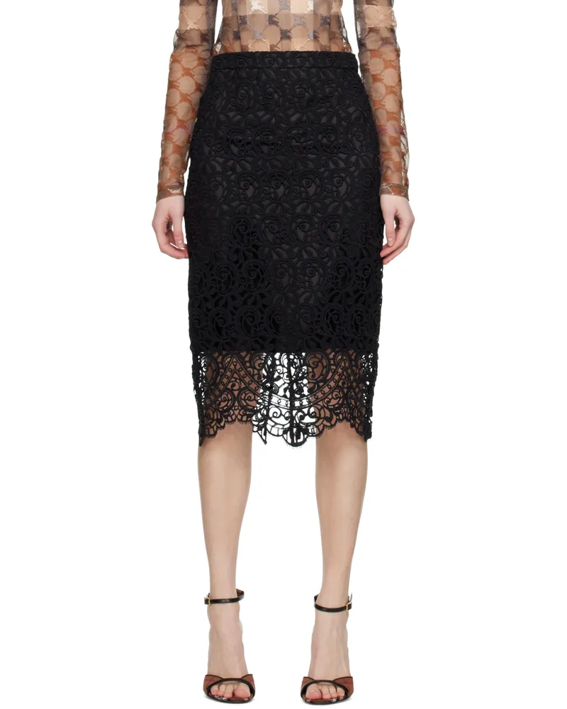 Burberry Black Pencil Midi Skirt Black