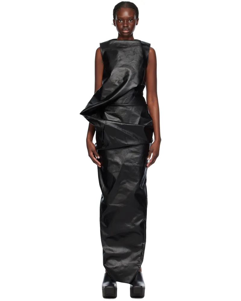 Rick Owens Black Elipse Denim Maxi Dress 09