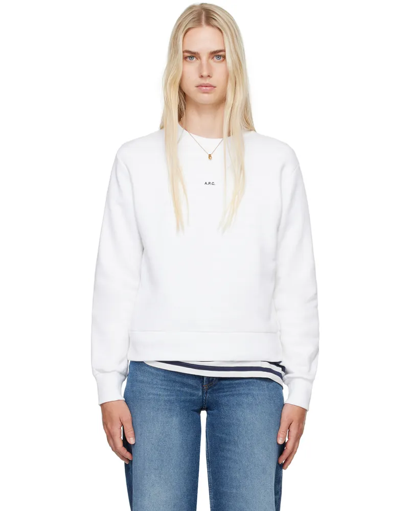 A.P.C. White Boxy Printed Micro Logo Sweatshirt Tag