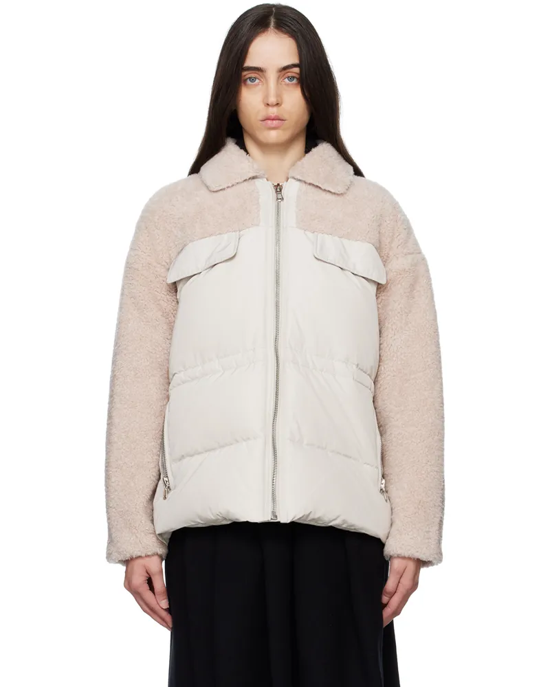 Yves Salomon Beige & Pink Paneled Jacket B2787