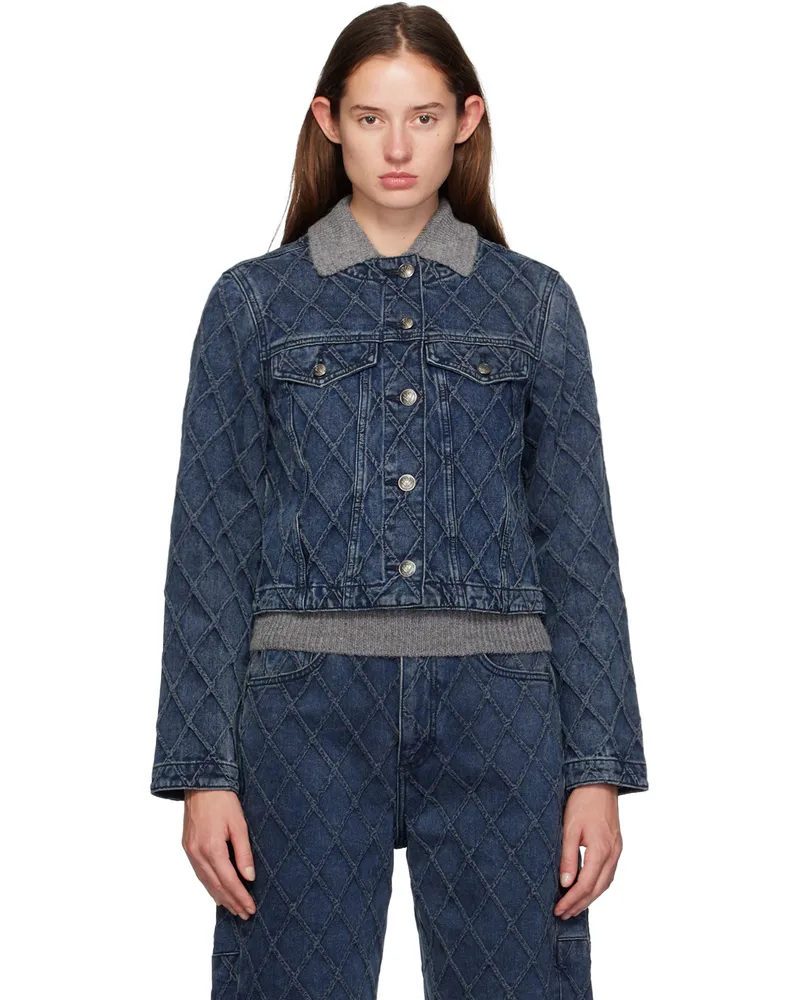 Rag & Bone Blue Cora Quilted Denim Jacket Karinaqltd