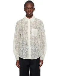 Simone Rocha Off-White Fine Corded Lace Sheer Shirt Ivory