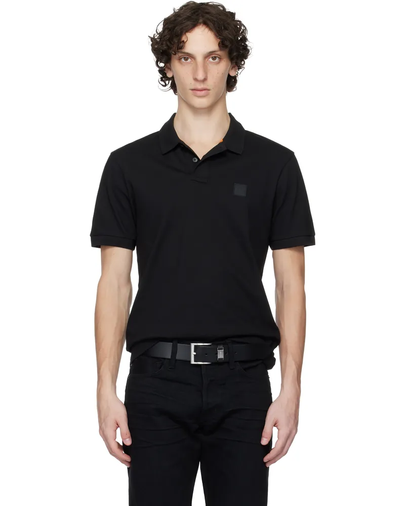HUGO BOSS Black Slim-Fit Stretch-Cotton Logo Patch Polo 001-black
