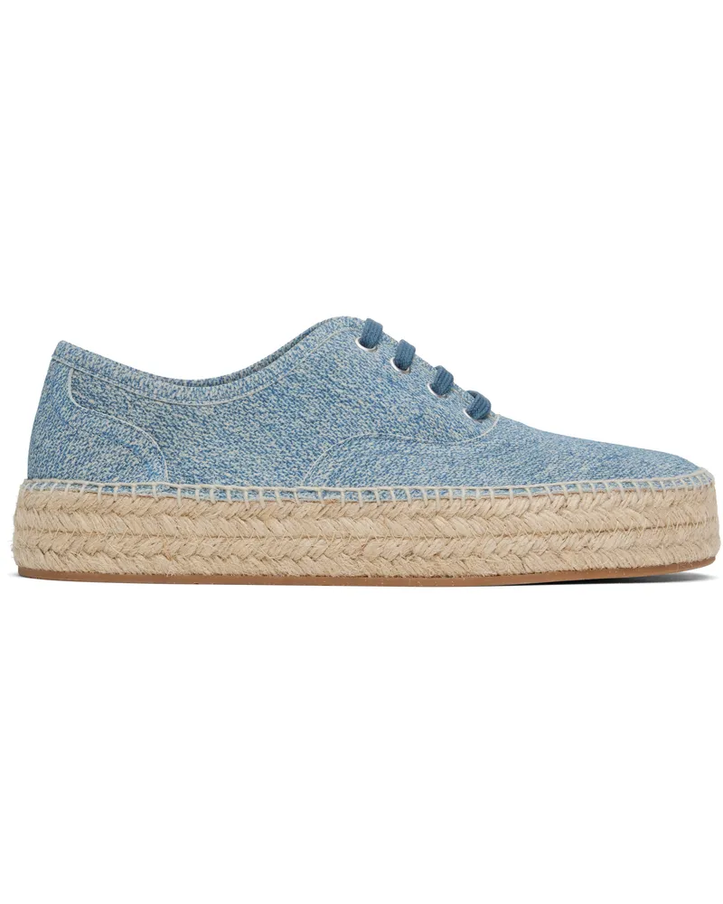 J.W.Anderson Blue Suede Lace-Front Platform Espadrilles 800