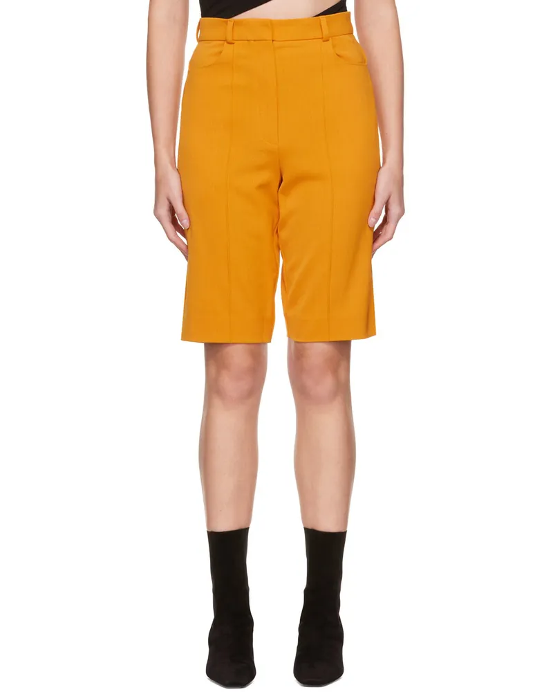 Olēnich Orange Pinched Seam Shorts Zesty