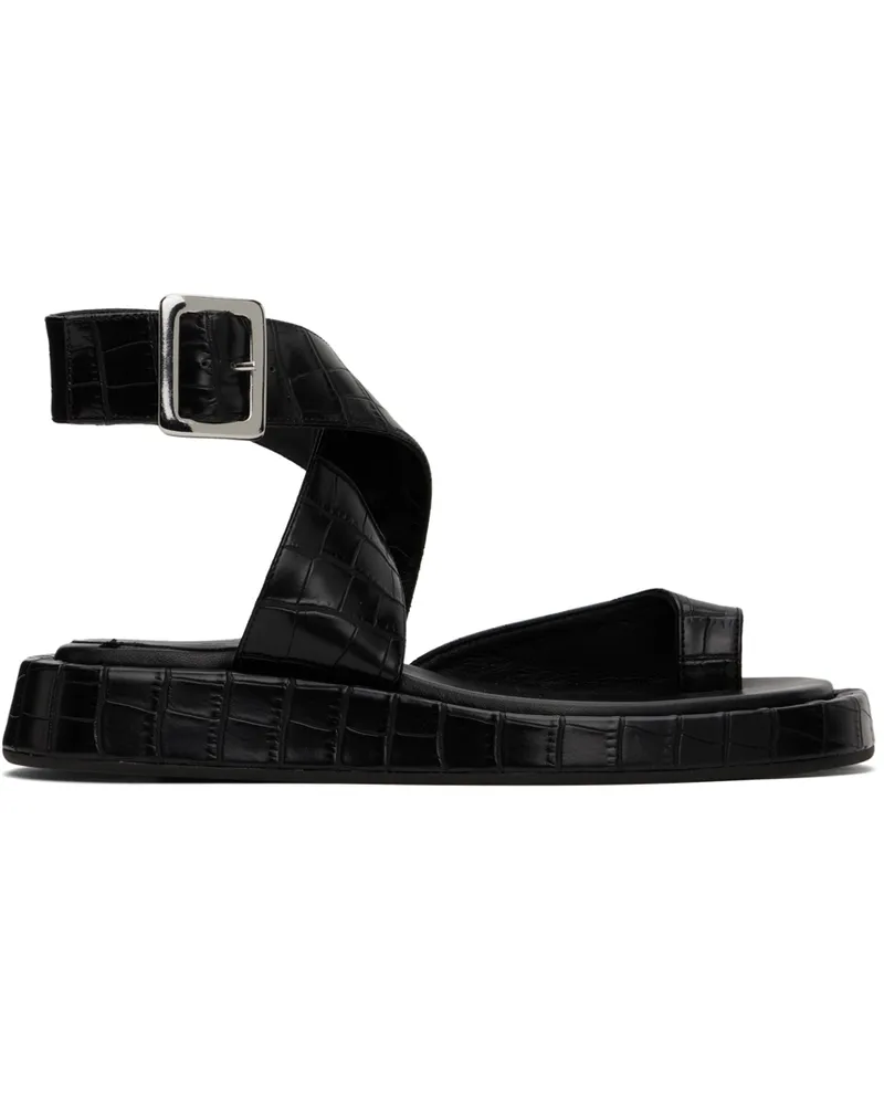 Gia Borghini Black Roxanne Croc Sandals 5000