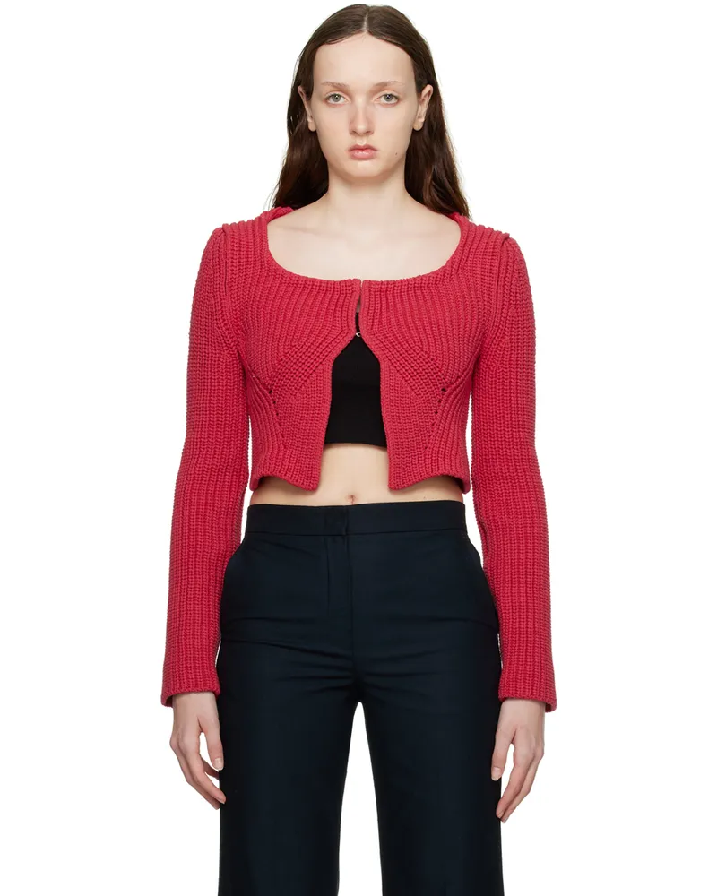 RECTO Red Chunky Cardigan Red