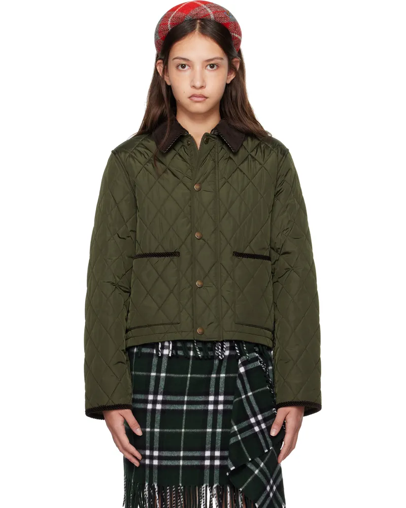 Burberry Khaki Short Quilted Jacket Shale