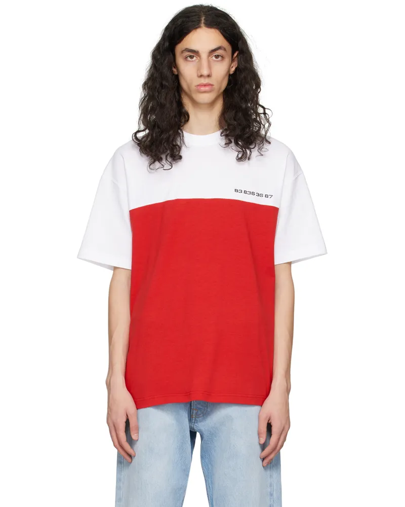 VTMNTS Red & White Colorblocked T-Shirt Red