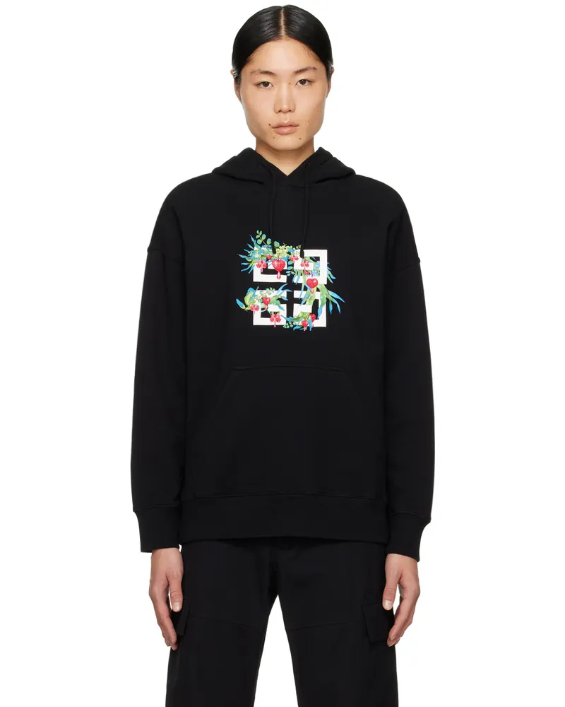 Givenchy Black Embroidered Hoodie 001-black