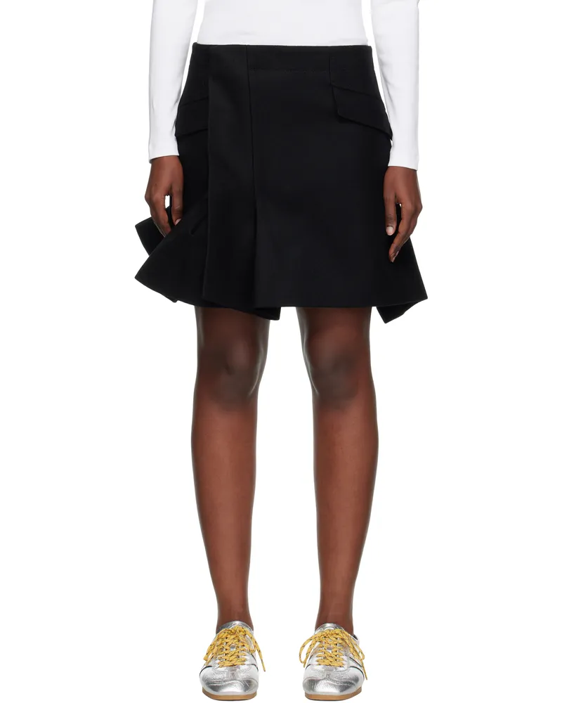 Sacai Black Wool Melton Miniskirt 001
