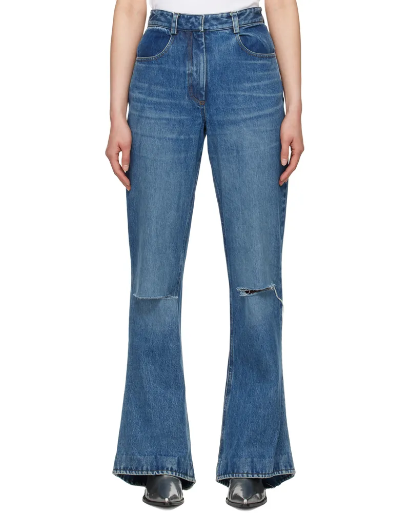AARON ESH Blue Distressed Jeans Blue