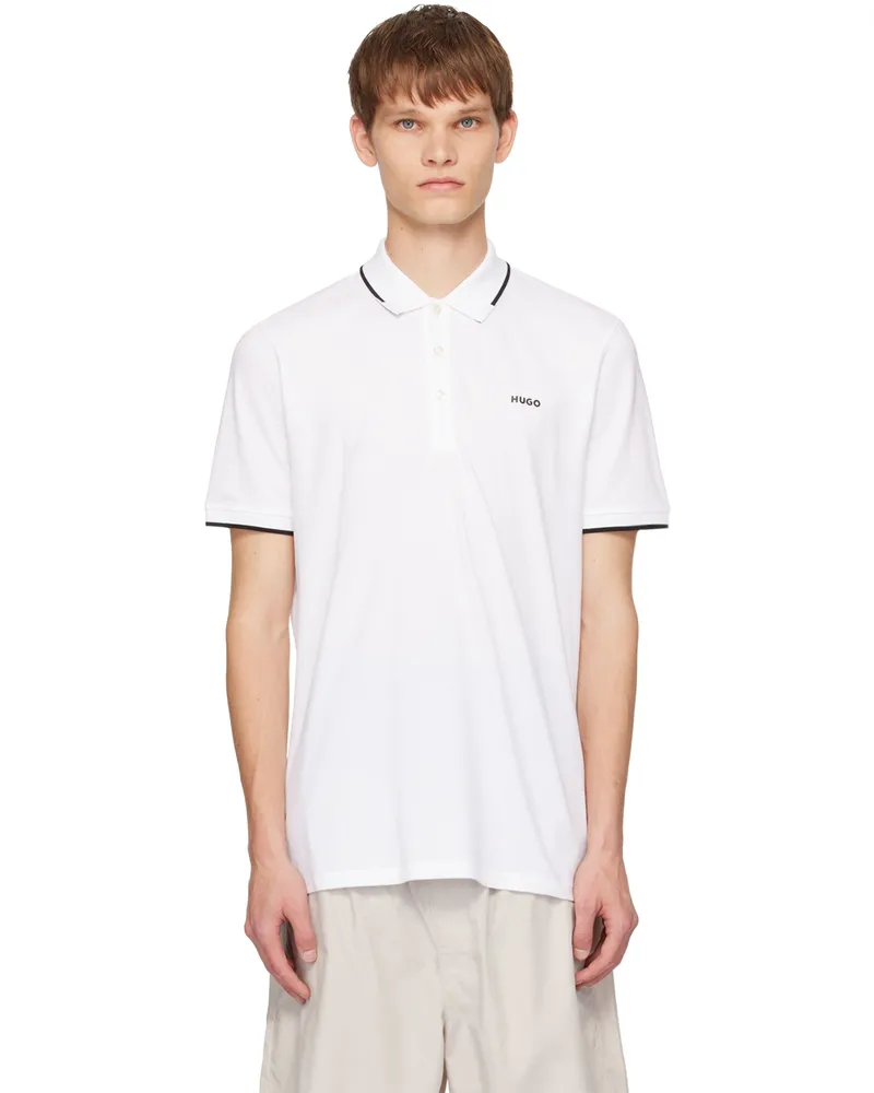 HUGO BOSS White Bonded Polo 100-white