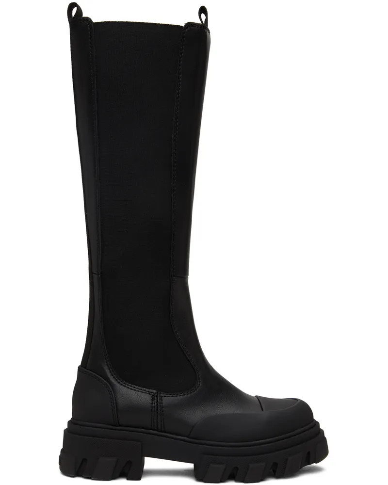 Ganni Black Cleated High Chelsea Boots 099