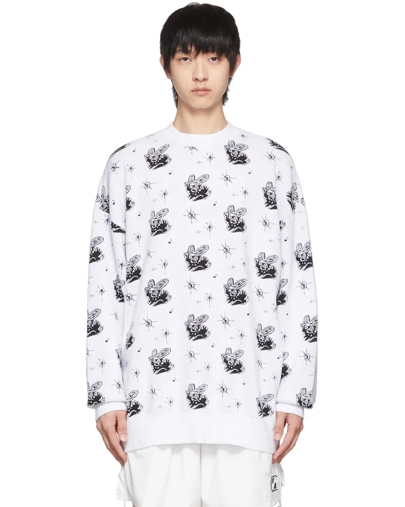 WE 11 DONE Black & White Monster Reversible Sweater White