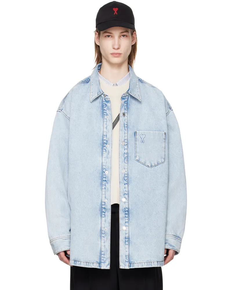 AMI Paris Blue Ami De Cœur Denim Jacket Bleu