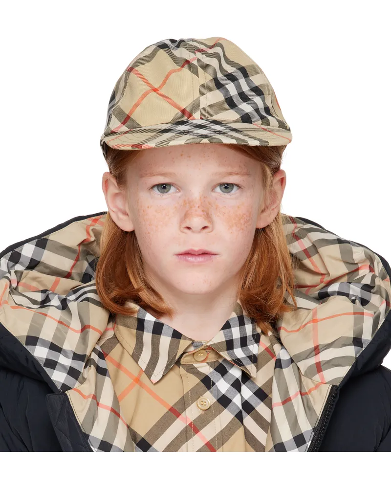 Burberry Kids Beige Check Baseball Cap Sand