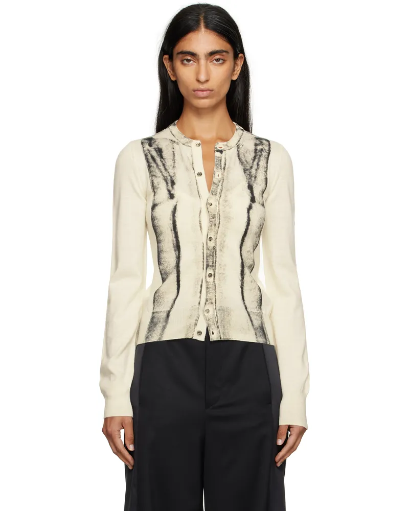 Maison Margiela Off-White Folded Printed Gauge 14 Cardigan 101s