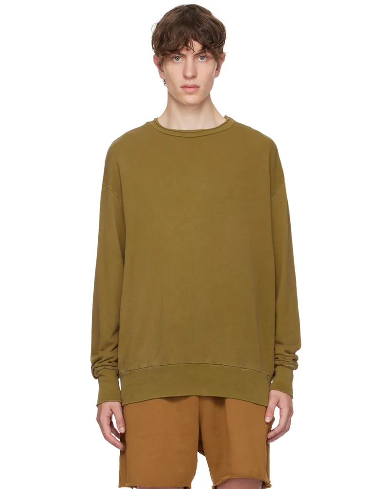 LES TIEN Khaki Roll Neck Sweatshirt Washed