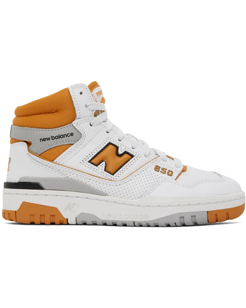 New Balance White & Orange 650 Sneakers White