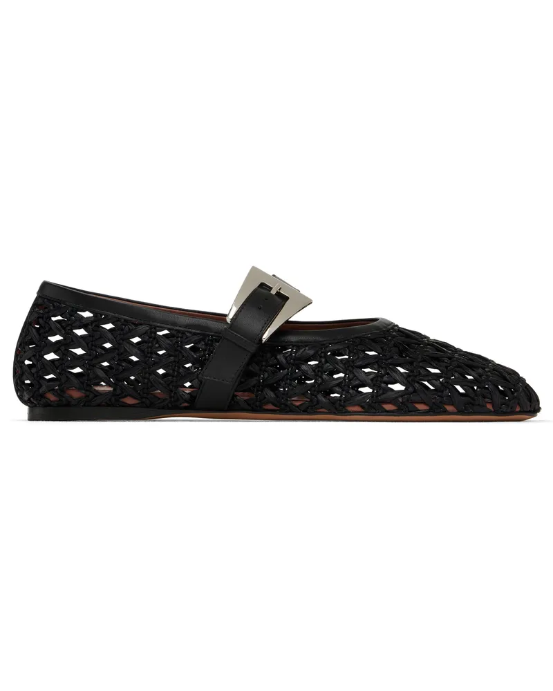 Paris Texas Black Sveva Buckle Ballerina Flats Black-black
